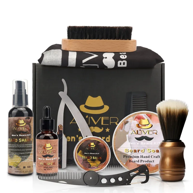 10pcs/set Beard Grooming & Trimming Kit for Men Care Set