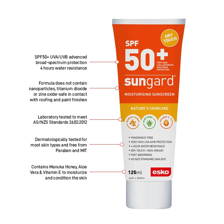 125ml Sungard SPF50  Moisturising Sunscreens, With Manuka Honey, Aloe Vera & Vitamin E   PABA Free