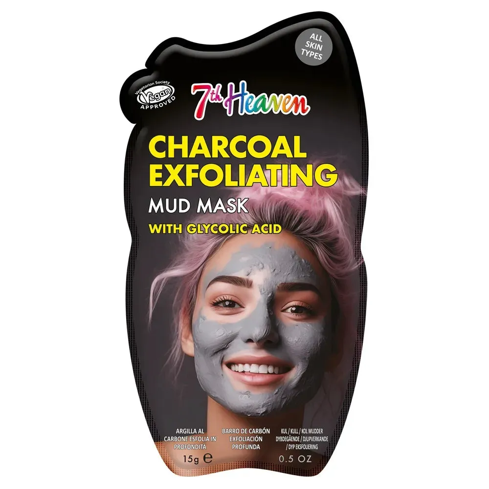 7th Heaven Charcoal Mud Mask with Glycolic Acid 15g