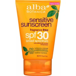 Alba Botanica Natural Very Emollient Sunscreen Fragrance Free Spf 30, 4 Oz (Case of 2)