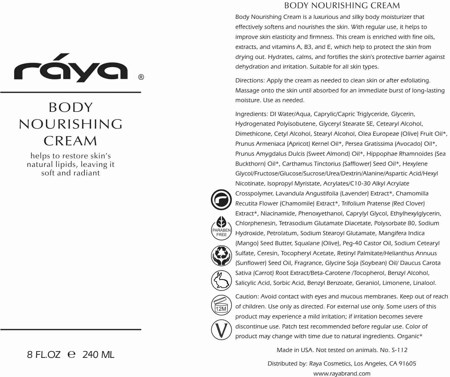 BODY NOURISHING CREAM (S-112) RAYA SPA