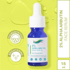 DermDoc 2% Alpha Arbutin Face Serum|Lightweight, Non- Sticky, Absorbs Quickly, Treats Hyperpigmentation|For Normal Skin|Paraben Free|Silicone Free|Mineral Oil Free|Fragrance Free|Color Free|Sulfate Free- (15 ml)