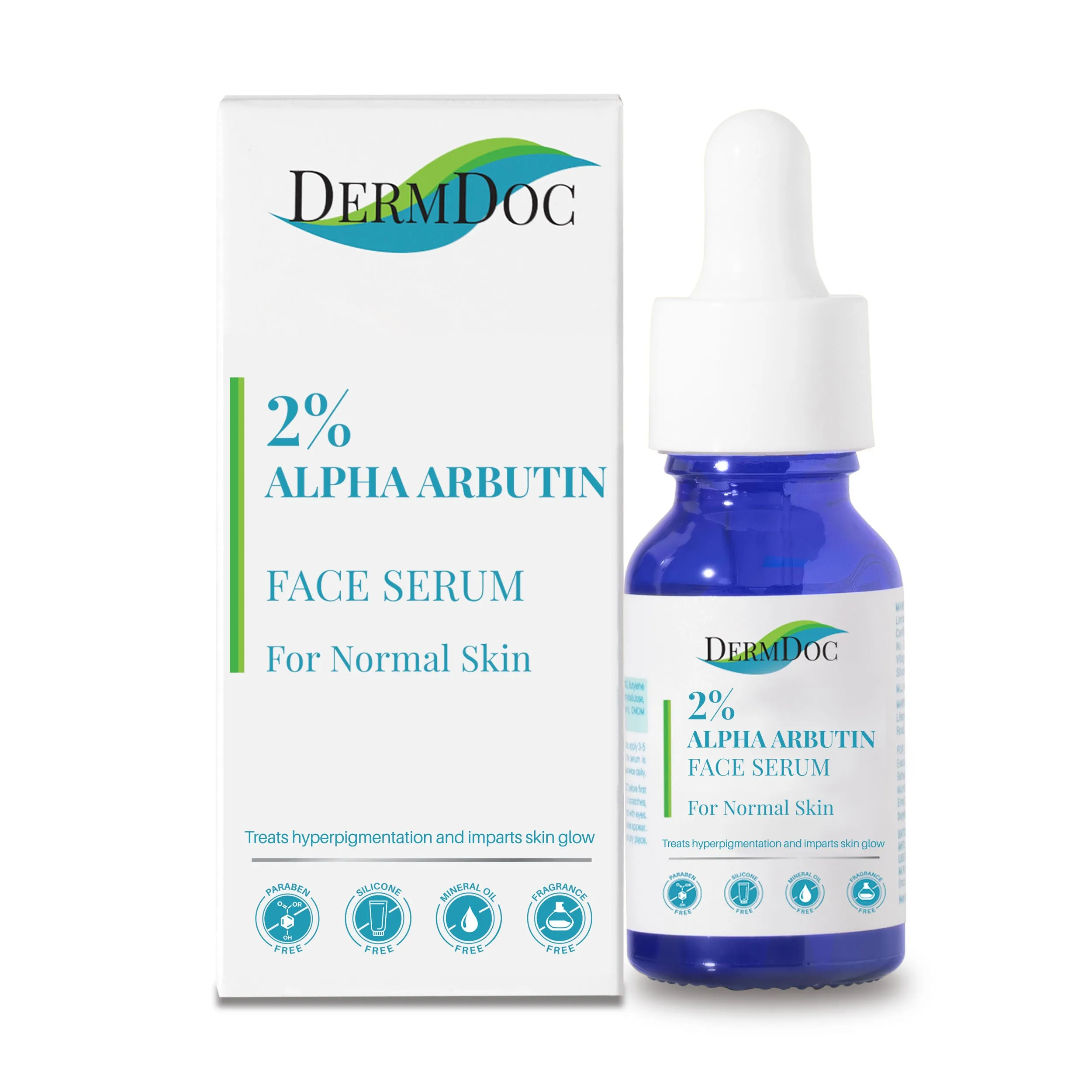 DermDoc 2% Alpha Arbutin Face Serum|Lightweight, Non- Sticky, Absorbs Quickly, Treats Hyperpigmentation|For Normal Skin|Paraben Free|Silicone Free|Mineral Oil Free|Fragrance Free|Color Free|Sulfate Free- (15 ml)