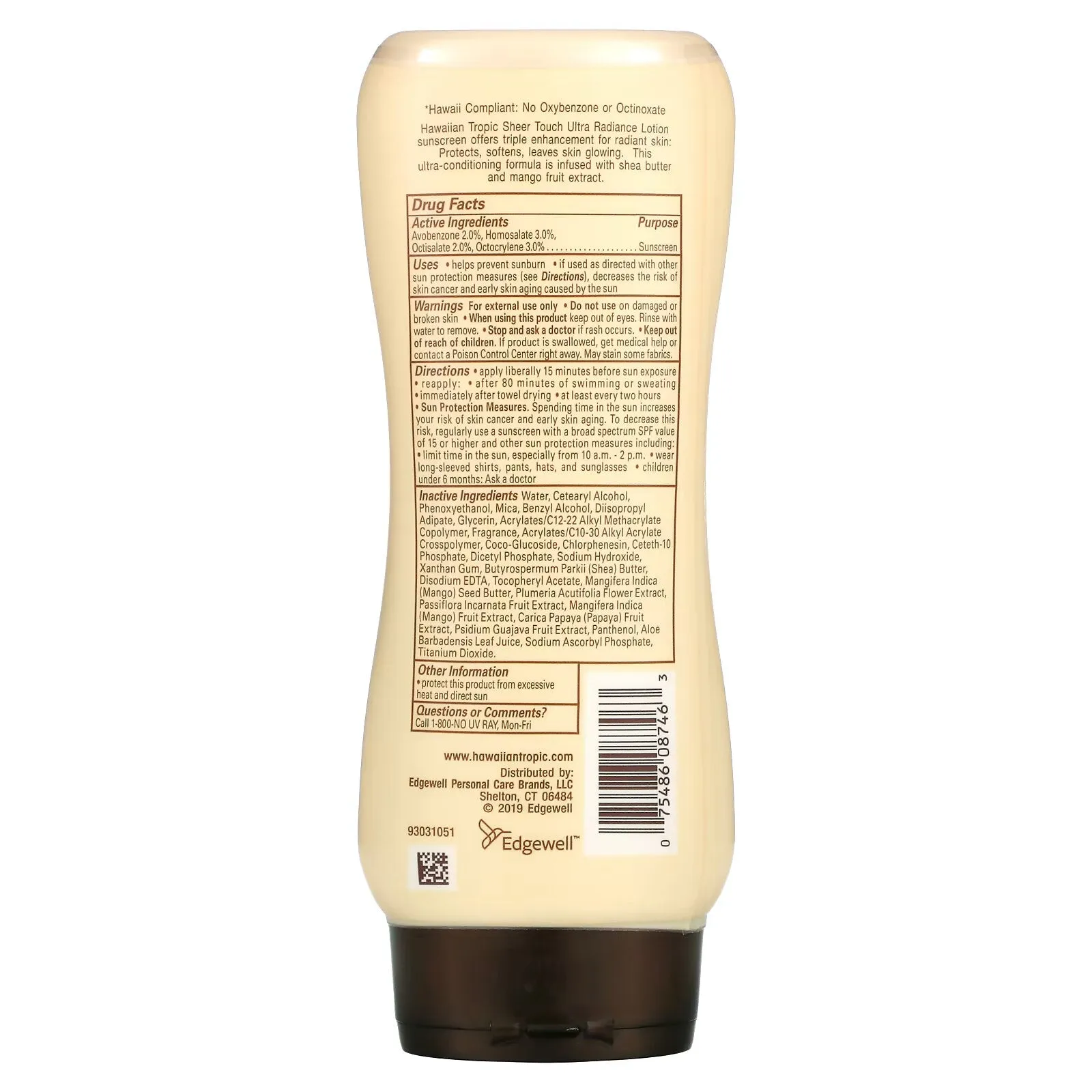 Hawaiian Tropic, Sheer Touch, Ultra Radiance, Sun Lotion SPF 15, 236 ml