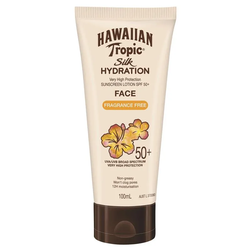 Hawaiian Tropic Spf 50  Silk Hydration Face Fragrance Free 100ml