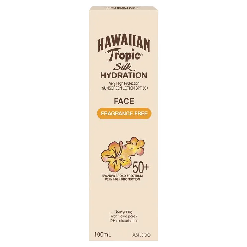 Hawaiian Tropic Spf 50  Silk Hydration Face Fragrance Free 100ml